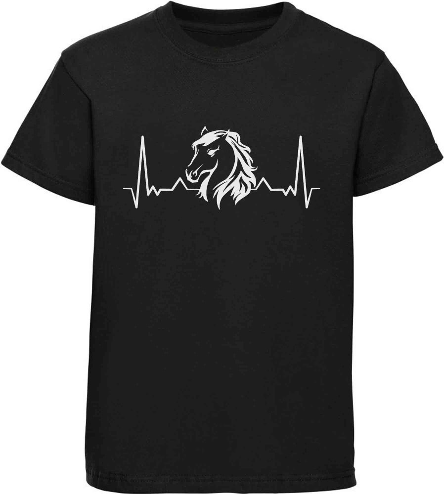 Printed Children's T-Shirt Horse T-Shirt with Heartbeat Line